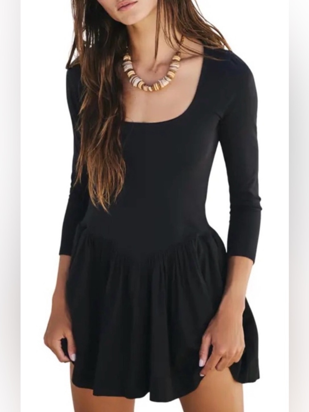 Free People Onda Drop-Waist Long-Sleeve Mini | Size M